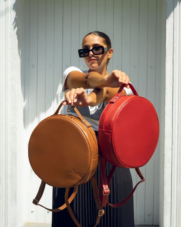 Round Real Leather Handbags