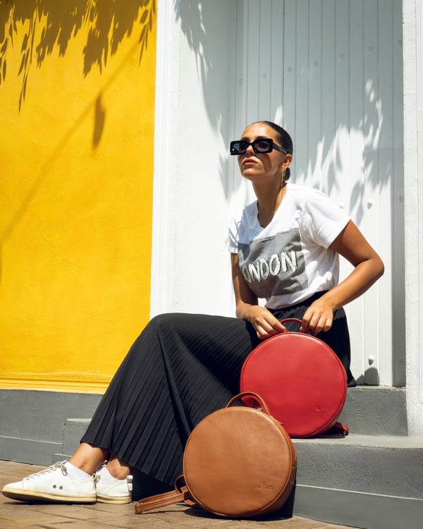 Round Real Leather Handbags